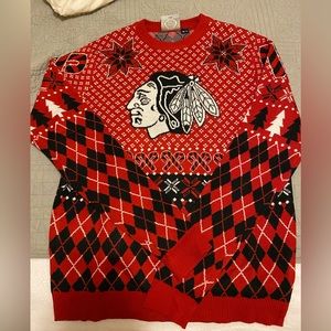 Chicago Blackhawks “ugly” holiday sweater. LIKE NEW. Size M
